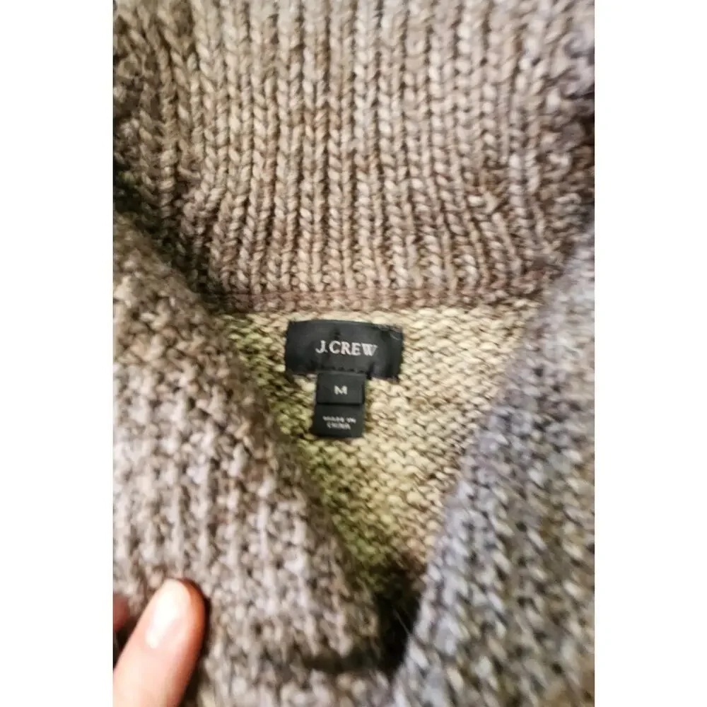 J. Crew Wool Alpaca Shawl Collar Marled Gray Brown Knit Sweater Men Size Medium